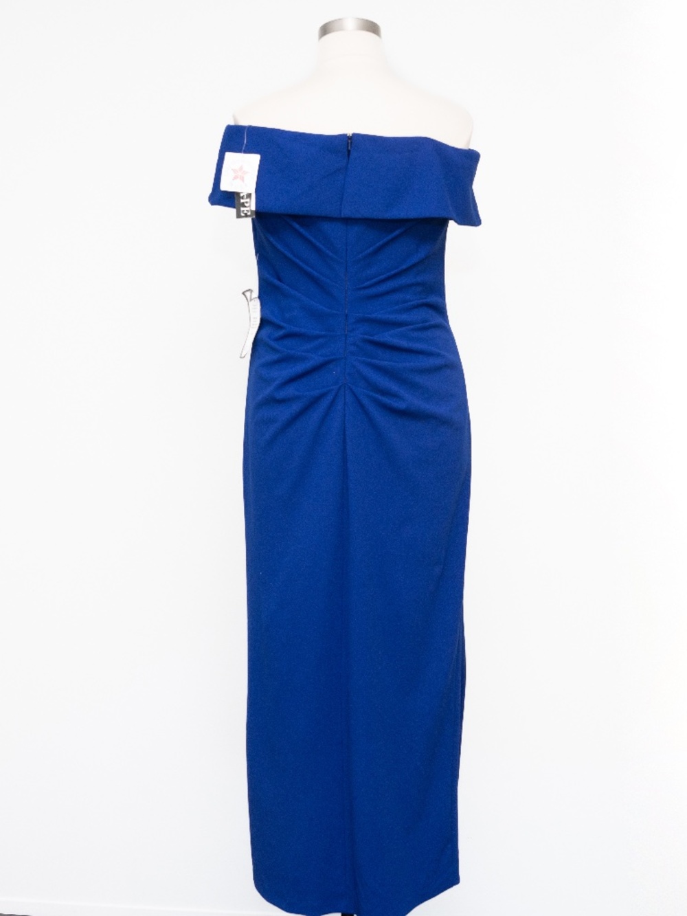 XSCAPE - "Camila" Long Off the Shoulder Scuba Crepe Dress - Picture 3 of 12